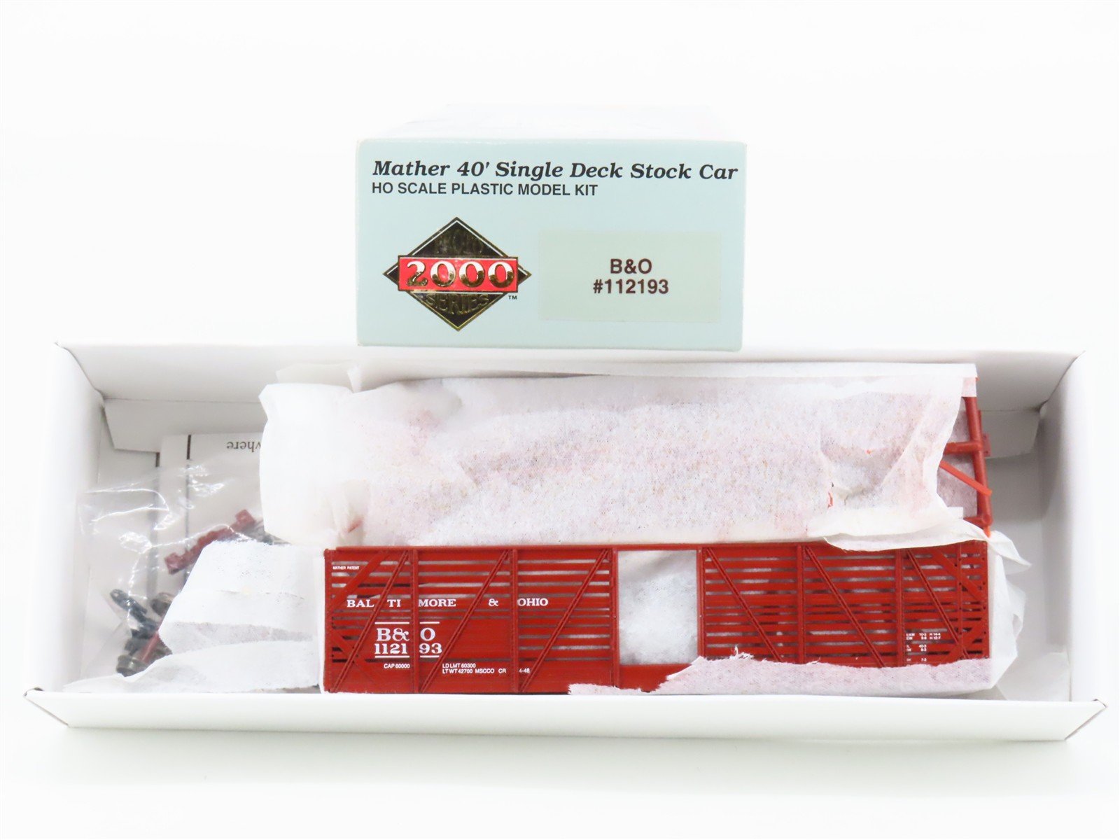 HO Scale PROTO 2000 Kit B&O Baltimore & Ohio 40' Single Deck Stock Car #112193