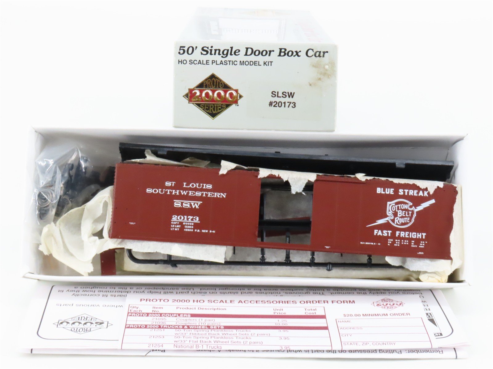 HO Scale PROTO 2000 Kit SSW Cotton Belt Route 50' Single Door Box Car #20173