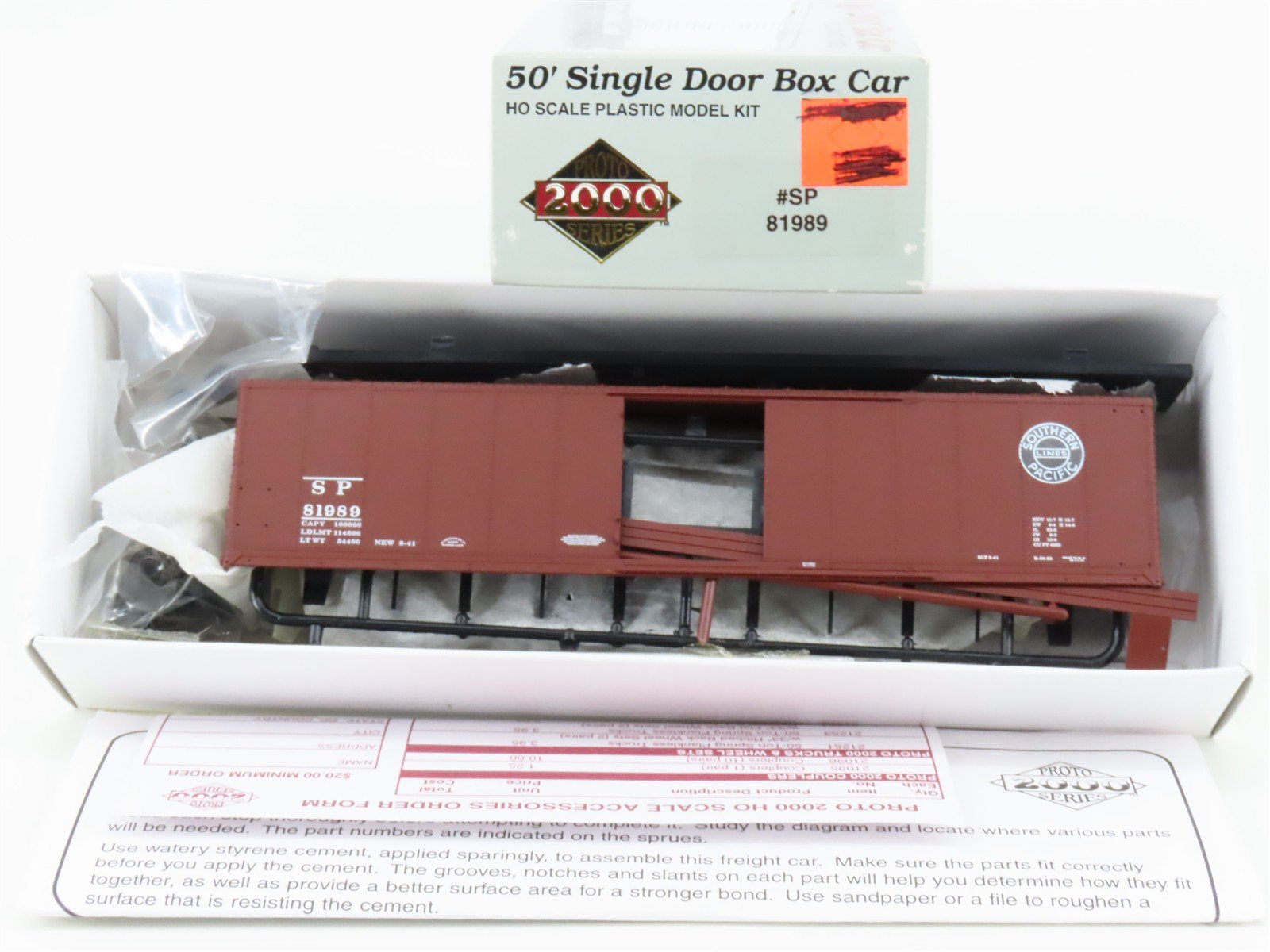 HO Scale PROTO 2000 Kit SP Southern Pacific 50' Single Door Box Car #81989