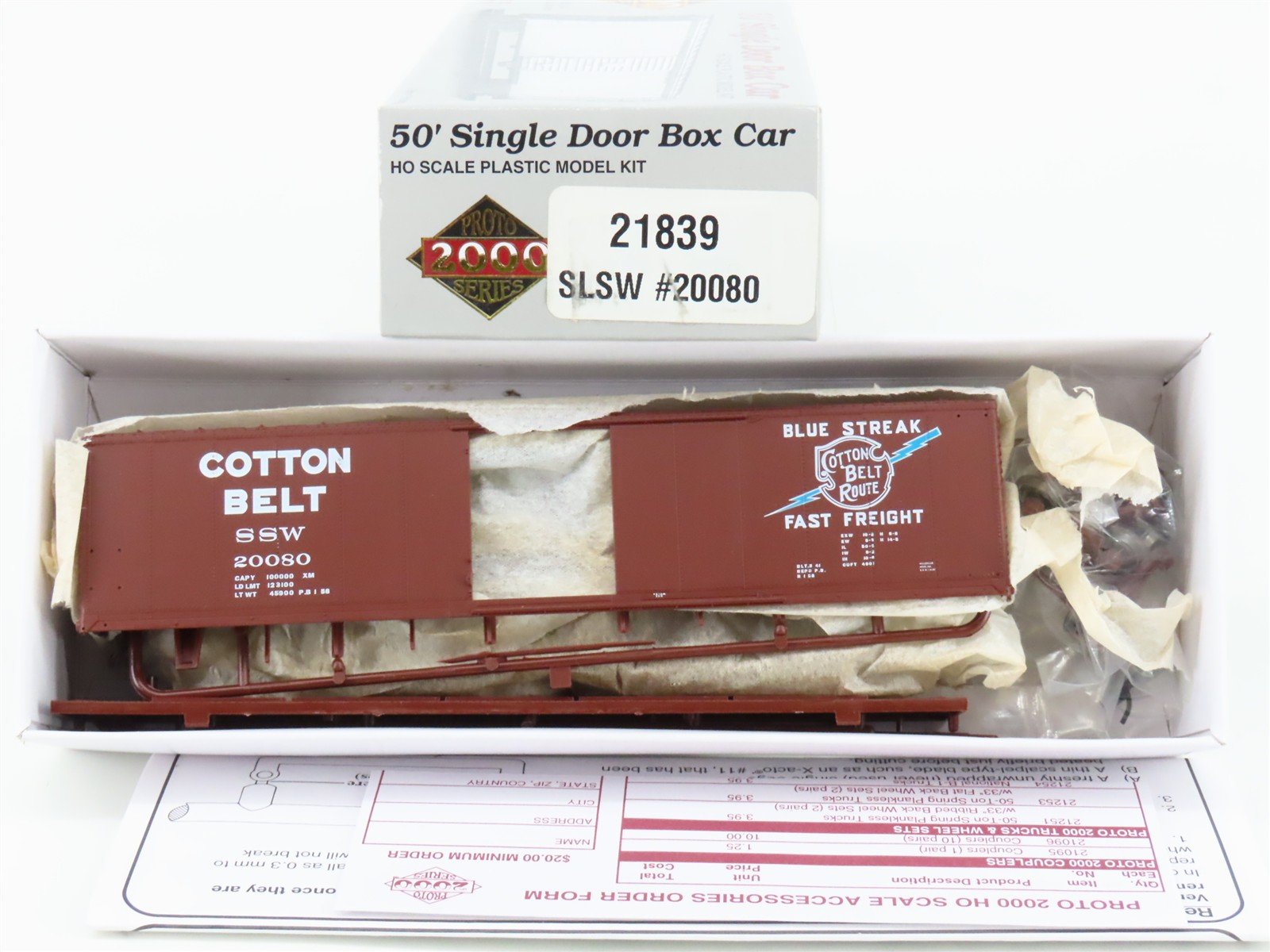 HO PROTO 2000 Kit 21839 SSW Cotton Belt Route 50' Single Door Box Car #20080
