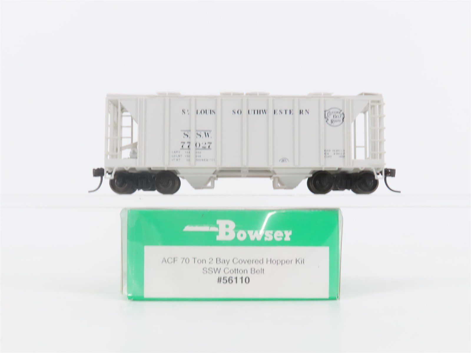 HO Scale Bowser 56110 SSW Cotton Belt 2-Bay Covered Hopper #77027 -Upgraded