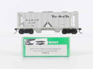 HO Scale Bowser 55615 D&RGW Rio Grande 2-Bay Covered Hopper #18407 - Upgraded