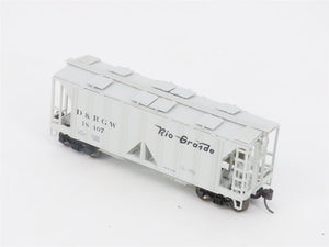 HO Scale Bowser 55615 D&RGW Rio Grande 2-Bay Covered Hopper #18407 - Upgraded