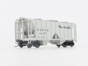 HO Scale Bowser 55615 D&RGW Rio Grande 2-Bay Covered Hopper #18407 - Upgraded
