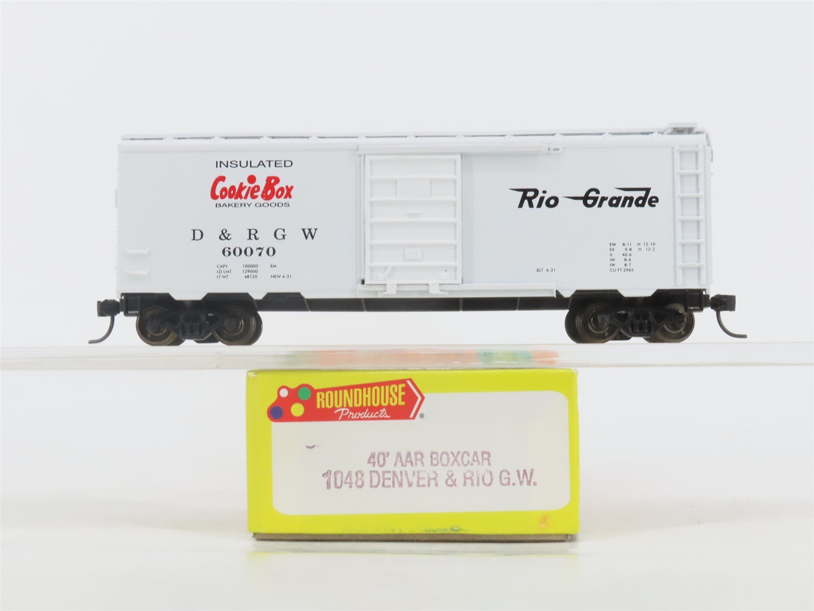 HO Scale Roundhouse 1048 D&RGW Rio Grande Cookie Box 40' Box Car #60070 Upgraded