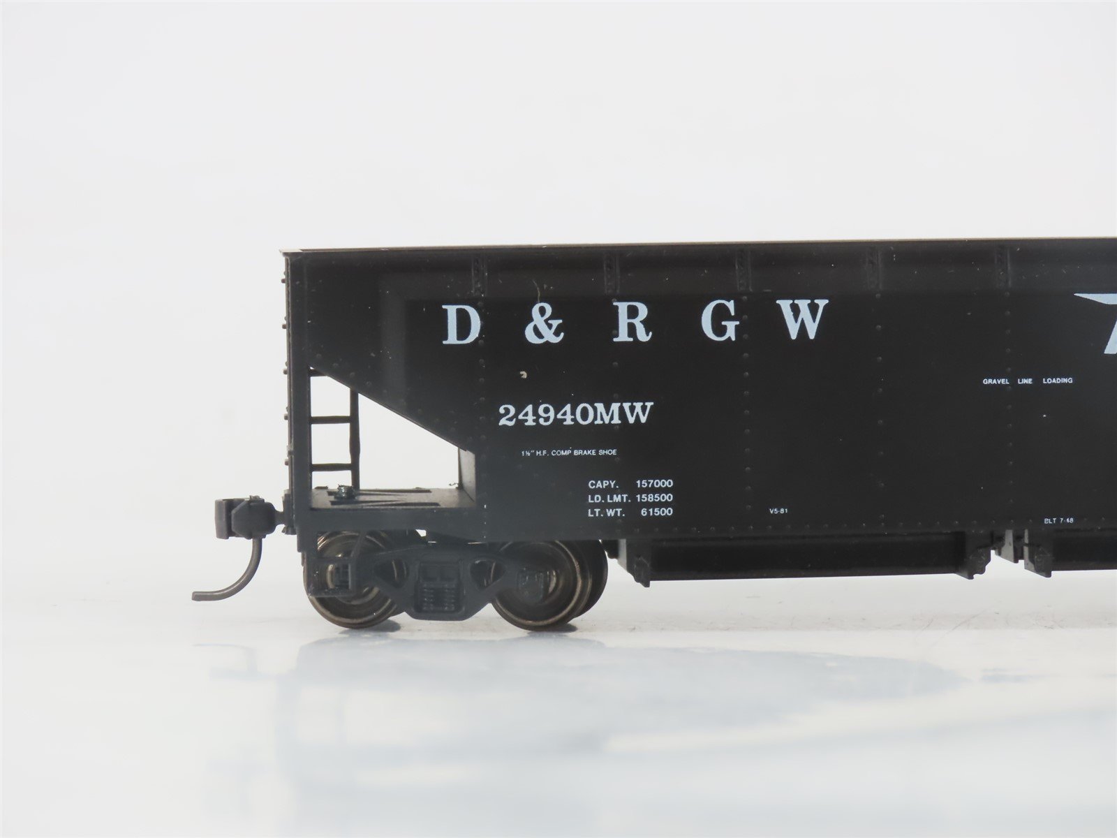HO Scale Roundhouse 1584 D&RGW Rio Grande Ballast Hopper #24940MW - Upgraded
