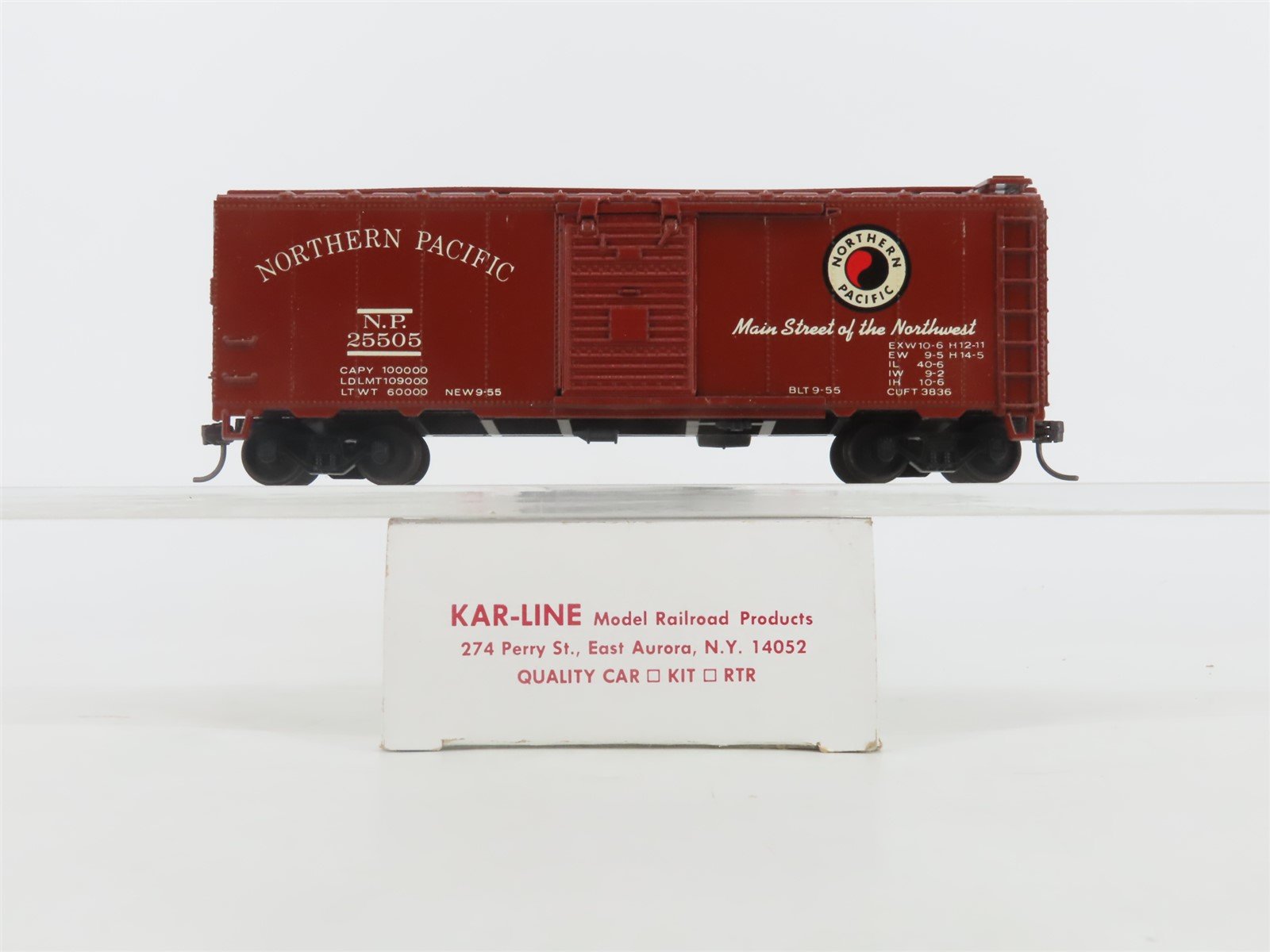 HO Scale Kar-Line NP Northern Pacific Railroad Single Door Box Car #25505