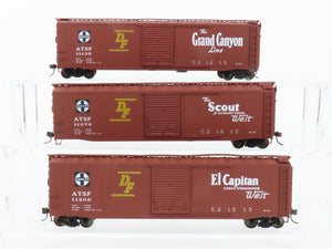 HO Scale Accurail 3344 ATSF Santa Fe 50' AAR Steel Box Car 3-Pack - Upgraded