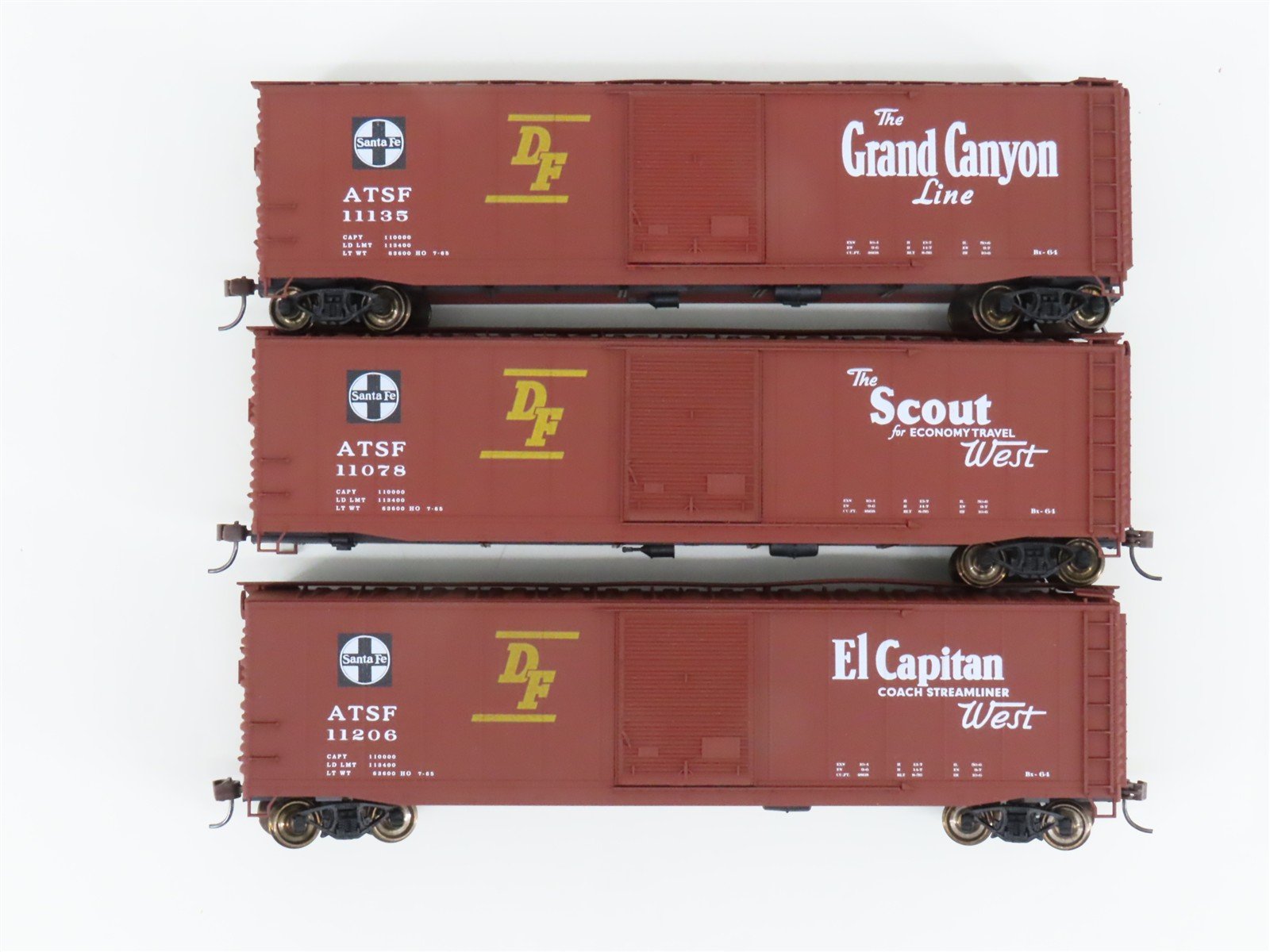 HO Scale Accurail 3344 ATSF Santa Fe 50' AAR Steel Box Car 3-Pack - Upgraded