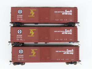 HO Scale Accurail 3344 ATSF Santa Fe 50' AAR Steel Box Car 3-Pack - Upgraded