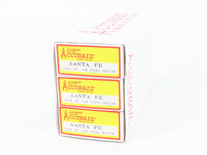HO Scale Accurail 3344 ATSF Santa Fe 50' AAR Steel Box Car 3-Pack - Upgraded