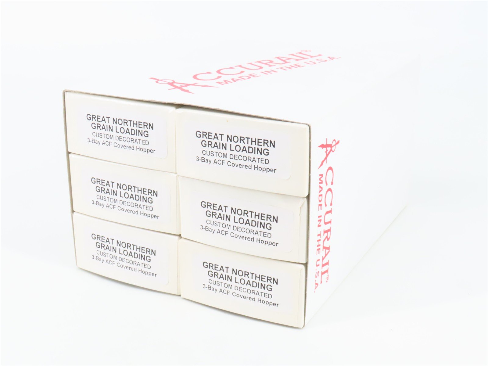 HO Scale Accurail/Digital Fox GN Great Northern 3-Bay Hopper 6-Pack - Upgraded