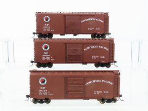 HO Scale Accurail 3348 NP Northern Pacific 40' Steel Box Car 3-Pack - Upgraded