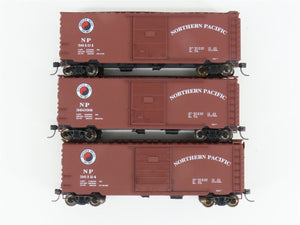 HO Scale Accurail 3348 NP Northern Pacific 40' Steel Box Car 3-Pack - Upgraded
