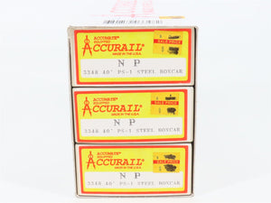 HO Scale Accurail 3348 NP Northern Pacific 40' Steel Box Car 3-Pack - Upgraded
