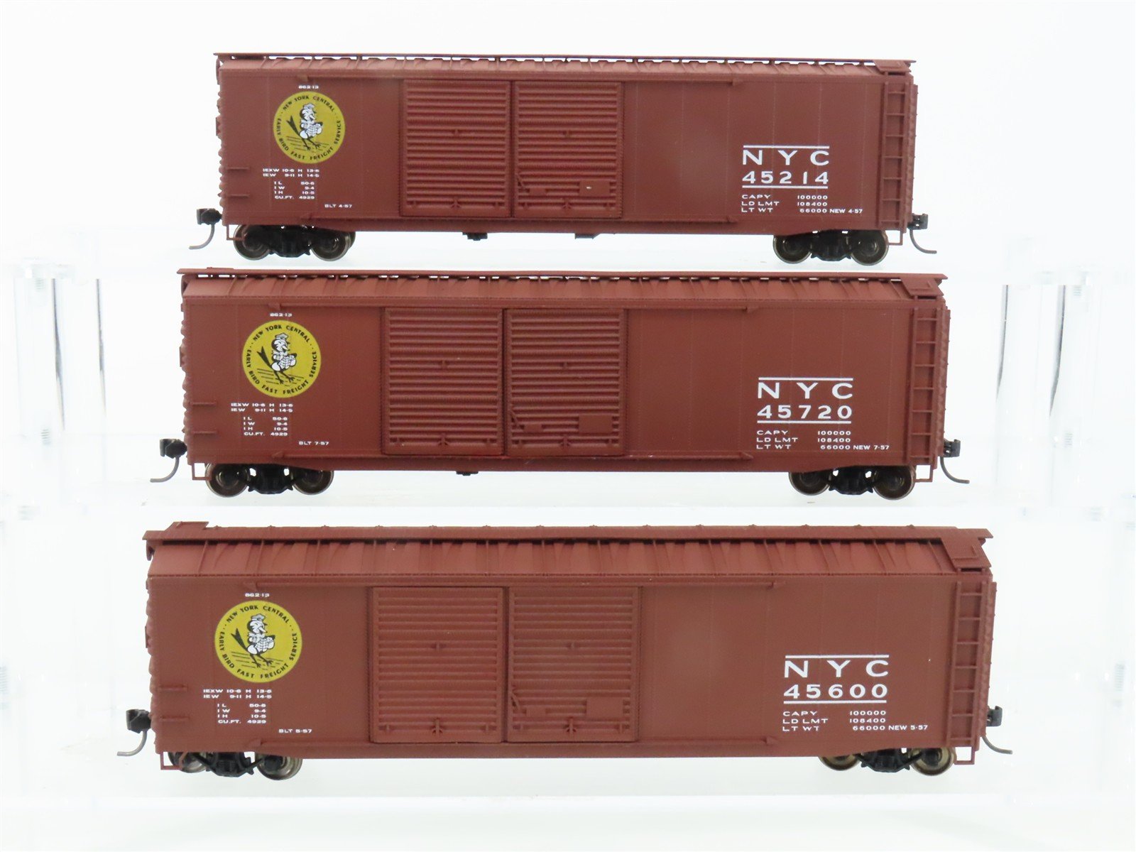 HO Scale Accurail 3347 NYC New York Central Early Bird 50' Boxcar 3-Pk. Upgraded