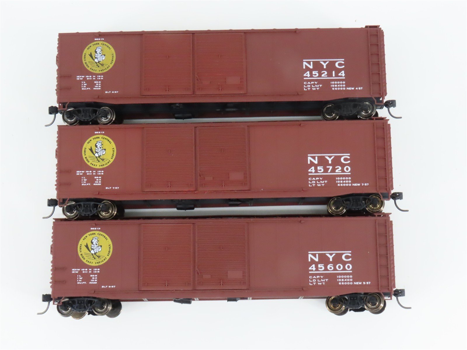 HO Scale Accurail 3347 NYC New York Central Early Bird 50' Boxcar 3-Pk. Upgraded