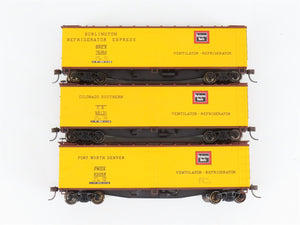 HO Scale Accurail 3339 Burlington Route 40' Wood Reefer 3-Pack - Upgraded