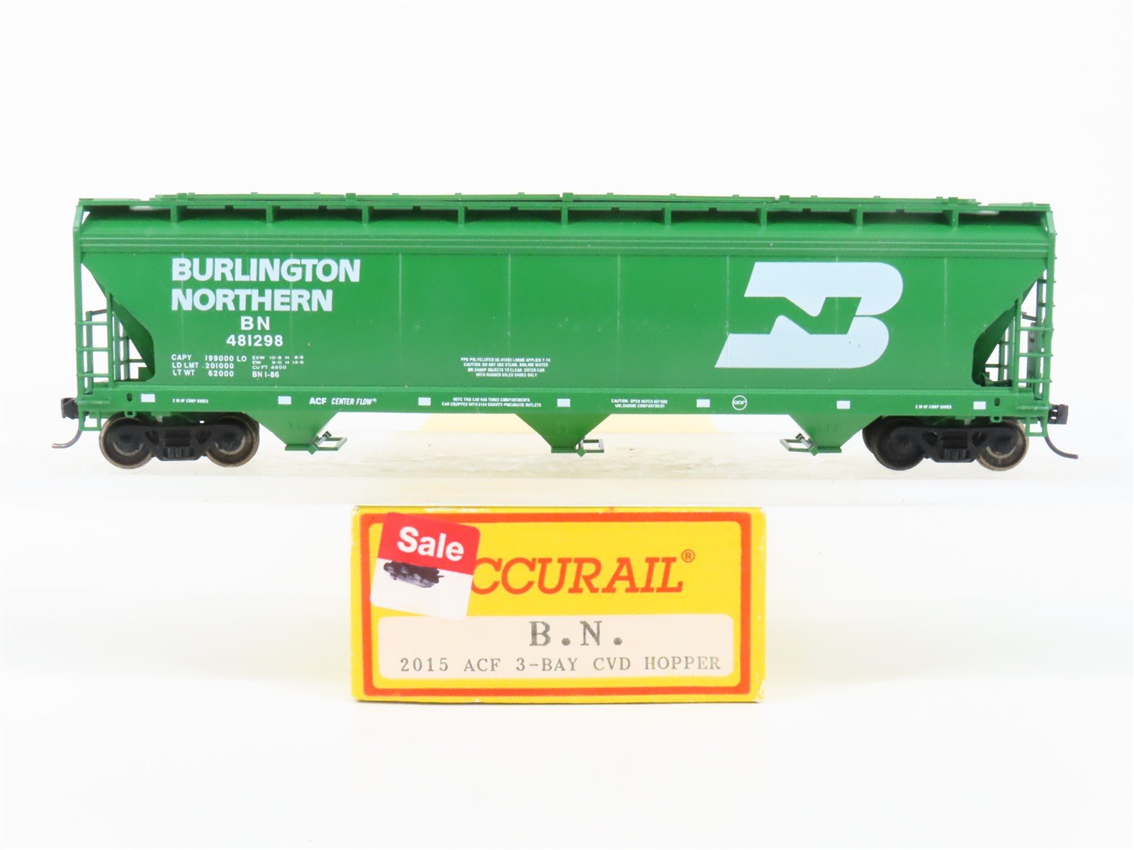 HO Accurail 2015 BN Burlington Northern 3-Bay Covered Hopper #481298 - Upgraded