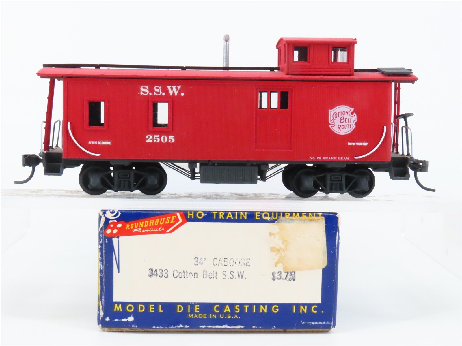 HO Scale Roundhouse 3433 SSW Cotton Belt Route 34' Old Timer Caboose #2505