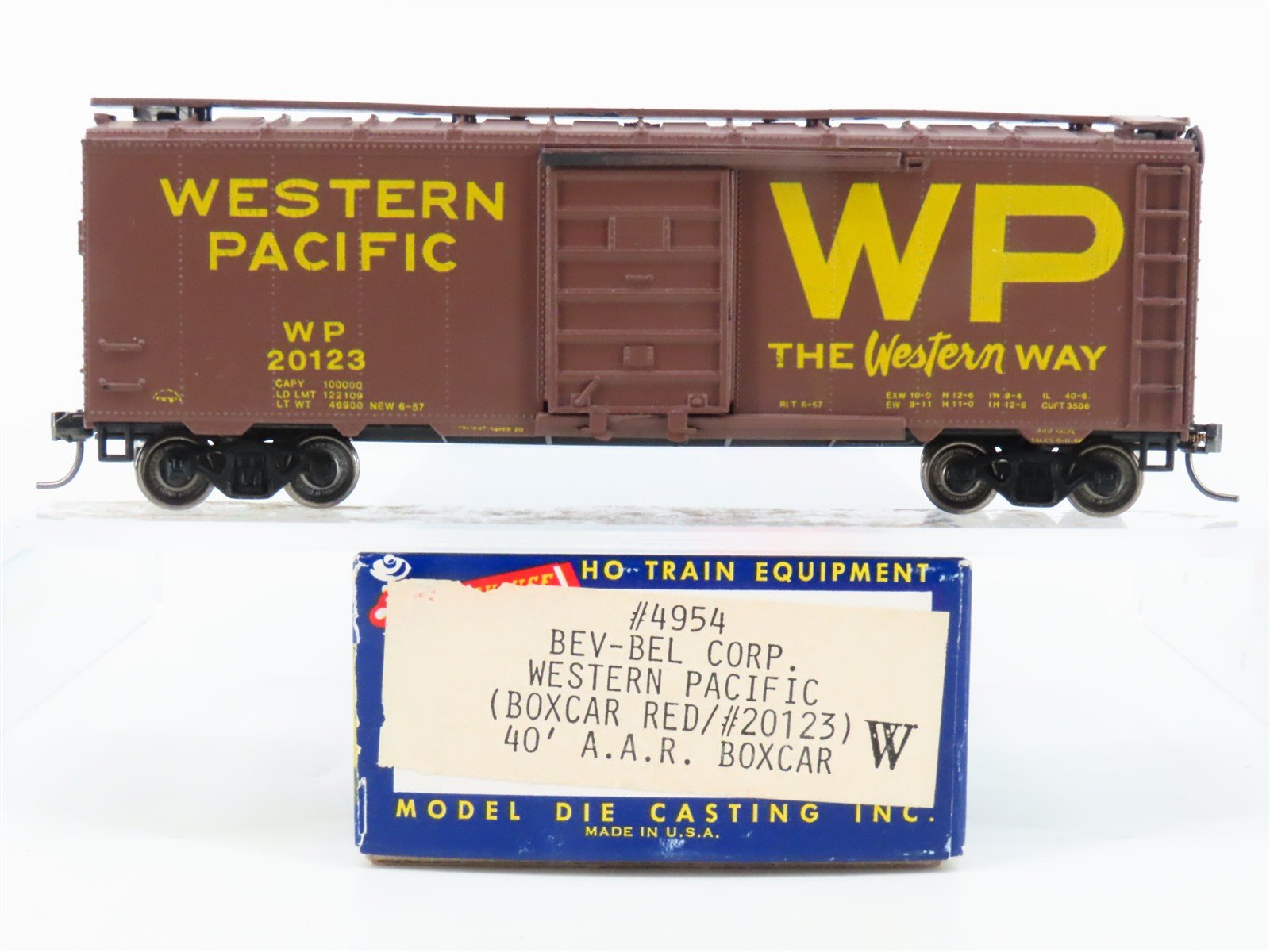 HO Scale Roundhouse/Bev-Bel 4954 WP The Western Way 40' Box Car #20123 Upgraded