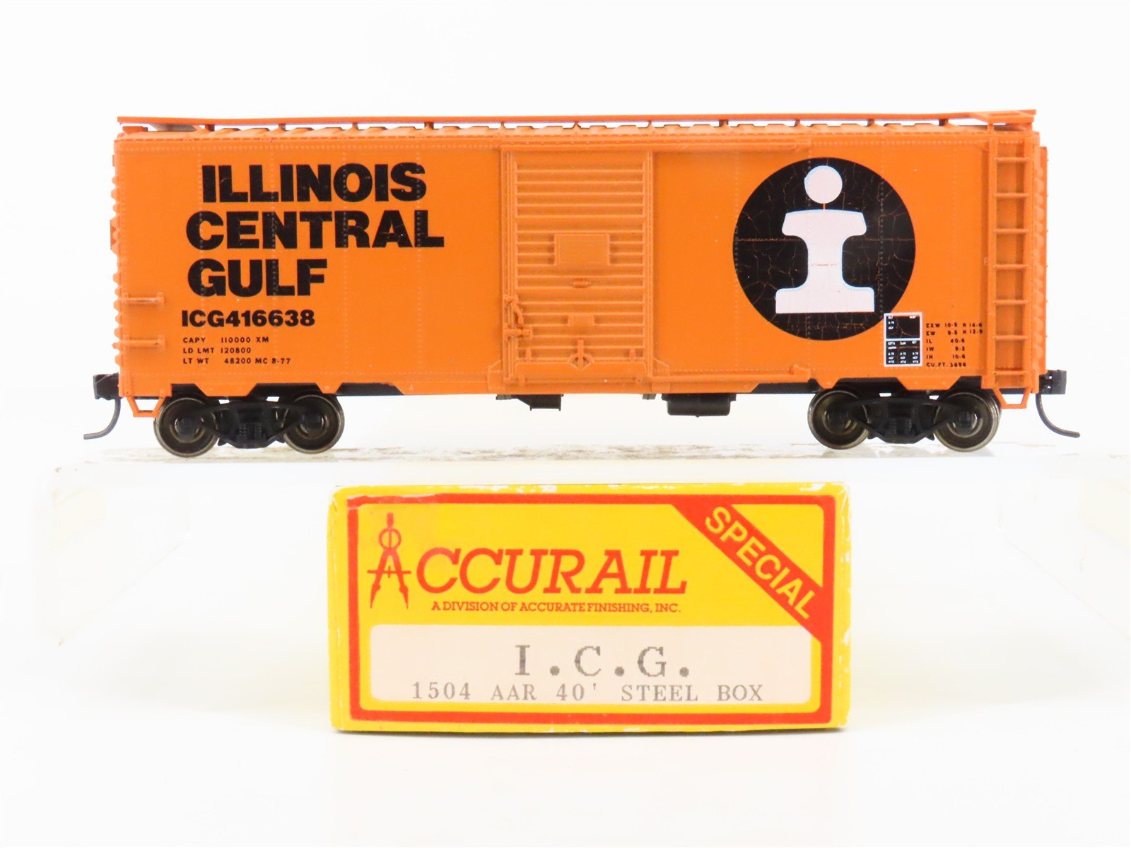 HO Scale Accurail 1504 ICG Illinois Central Gulf 40' Box Car #416638 - Upgraded