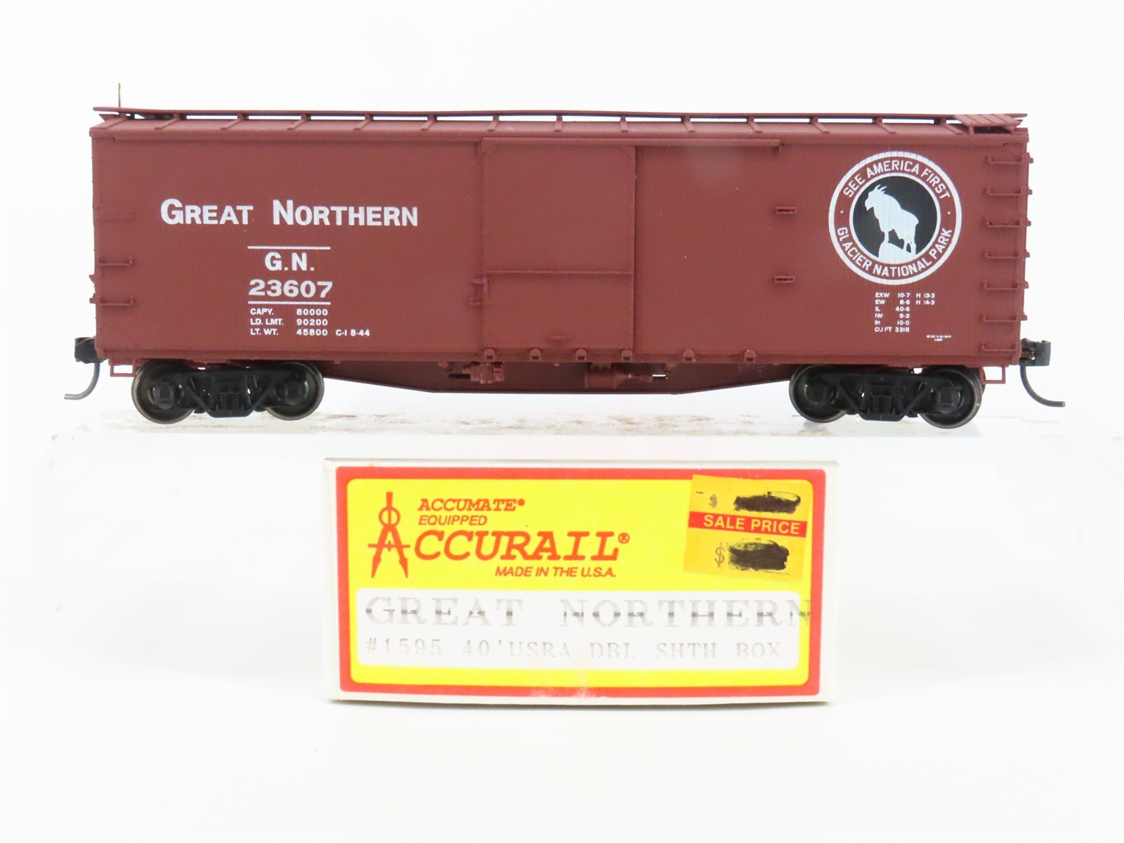 HO Scale Accurail 1505 GN Glacier National Park 40' Box Car #23607 - Upgraded
