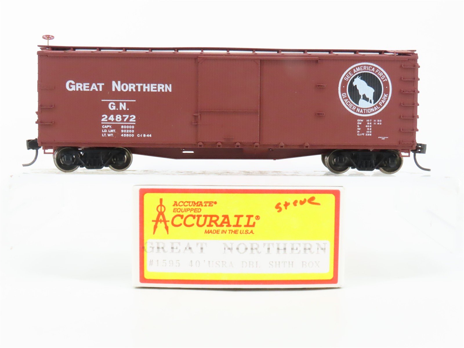 HO Scale Accurail 1595 GN Glacier National Park 40' Box Car #24872 - Upgraded