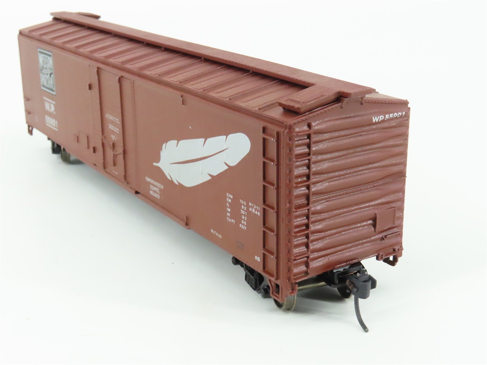 HO Scale Roundhouse 1250 WP Western Pacific Feather 50' Box Car #59901 - Custom