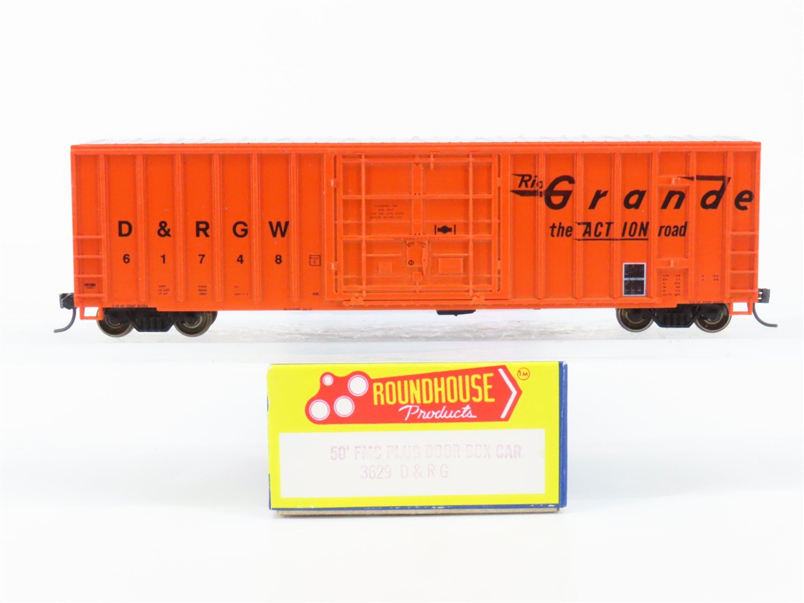 HO Scale Roundhouse 3629 D&RGW Rio Grande 50' Box Car #61748 - Upgraded