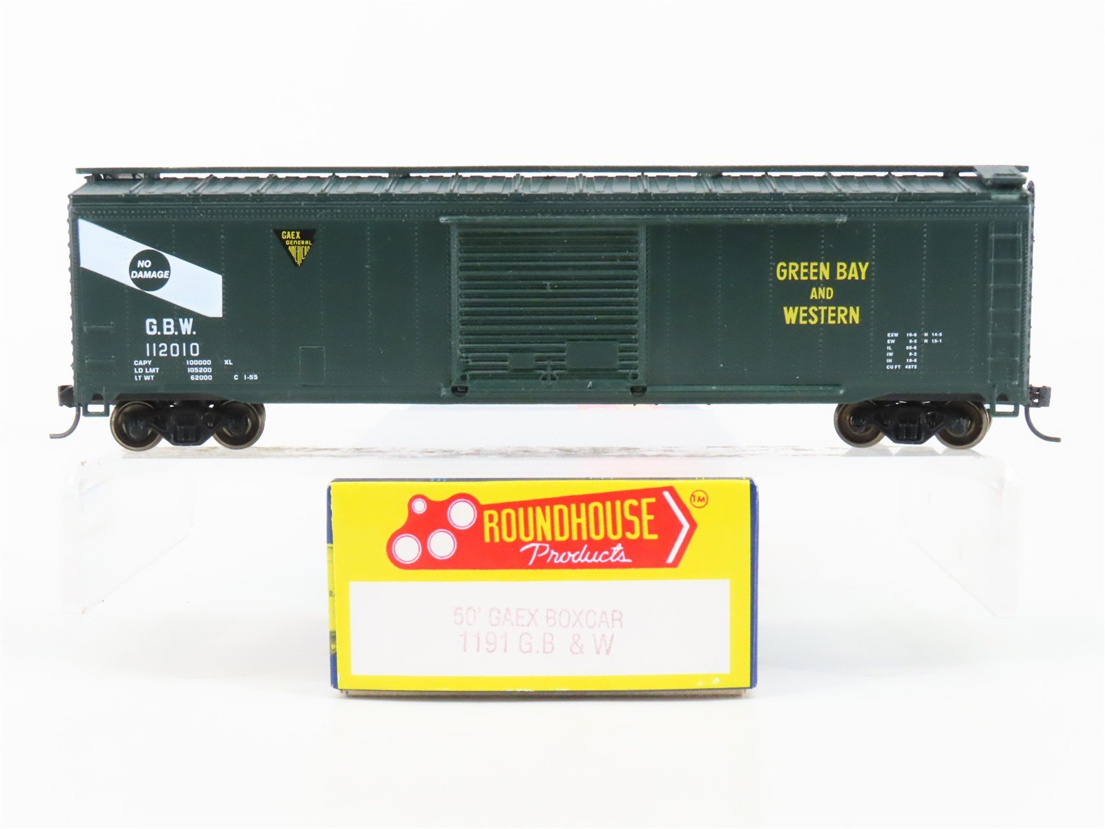 HO Scale Roundhouse 1191 GBW Green bay & Western 50' Box Car #112010 - Upgraded