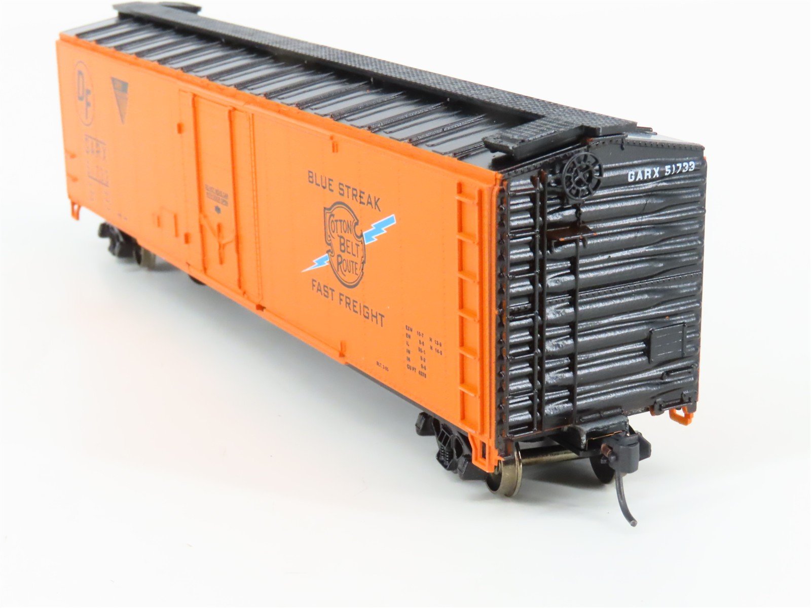 HO Scale Roundhouse 1237 GARX Cotton Belt Blue Streak 50' Boxcar #51733 Upgraded