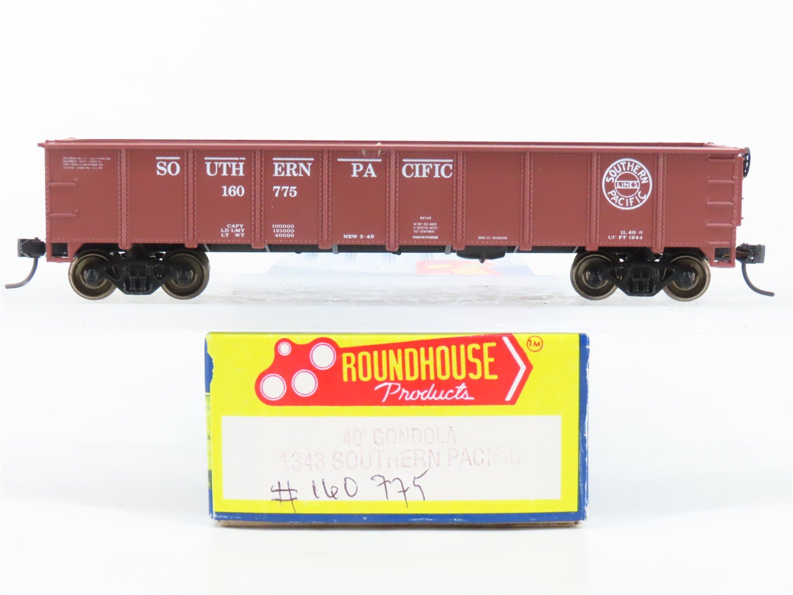 HO Scale Roundhouse 1343 SP Southern Pacific 40' Gondola #160775 - Upgraded