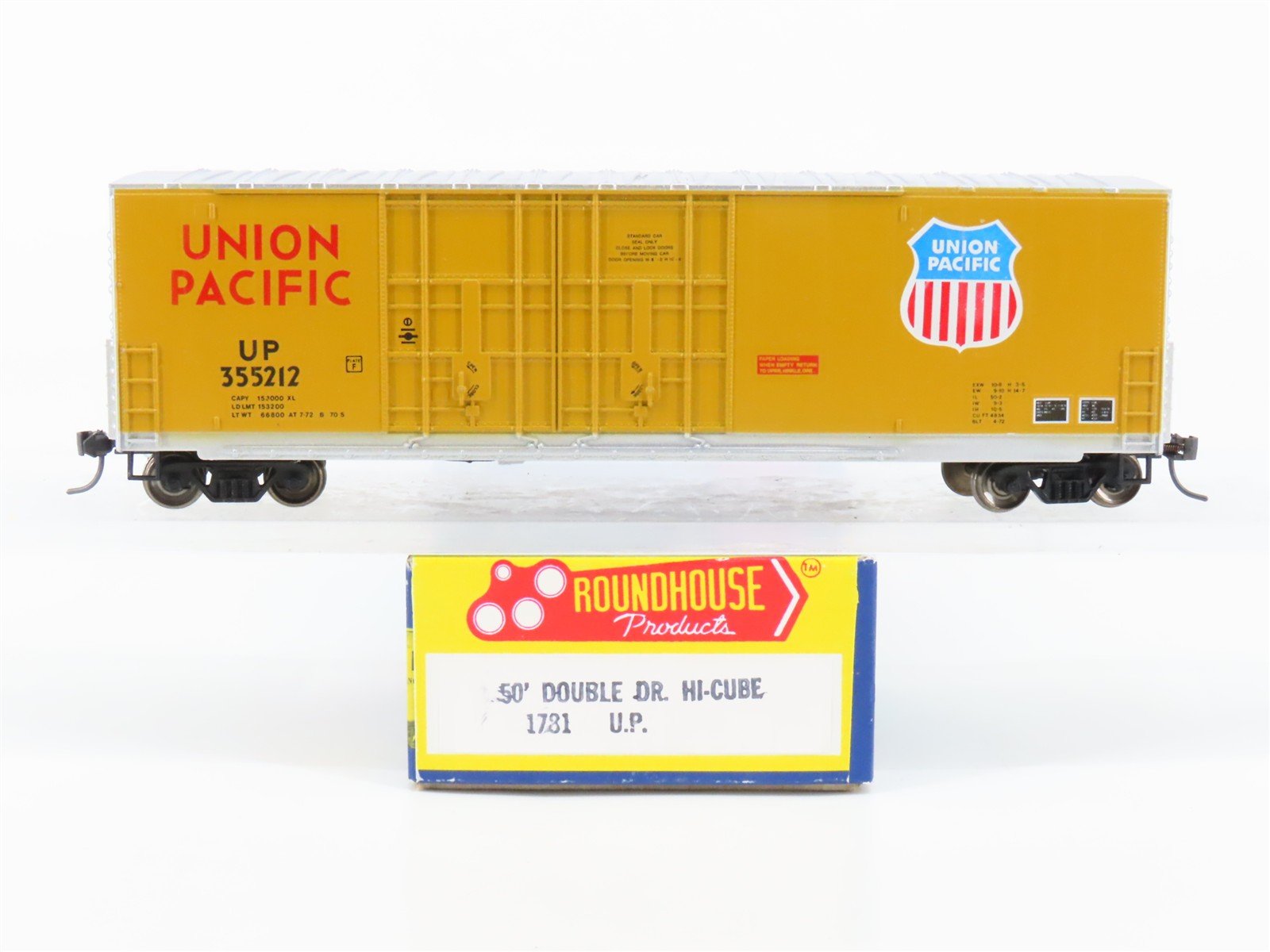 HO Scale Roundhouse 1731 UP Union Pacific 50' Box Car #355212 - Upgraded