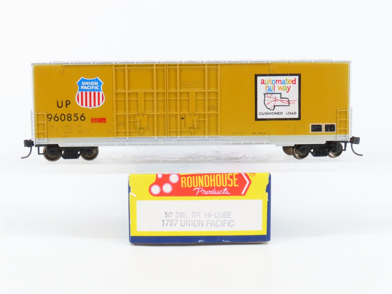 HO Scale Roundhouse 1787 UP Automated Railway 50' Box Car #960856 - Upgraded