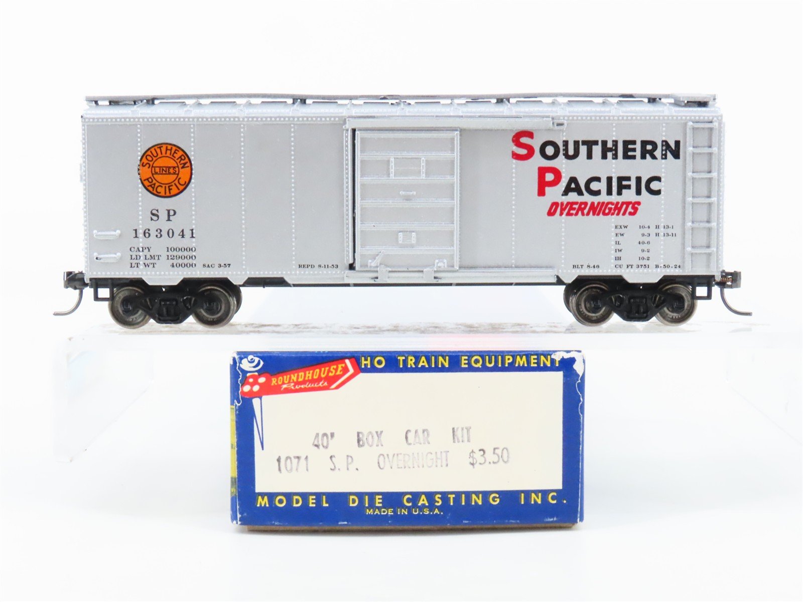HO Scale Roundhouse 1071 SP "Overnights" 40' Box Car #163041 - Upgraded