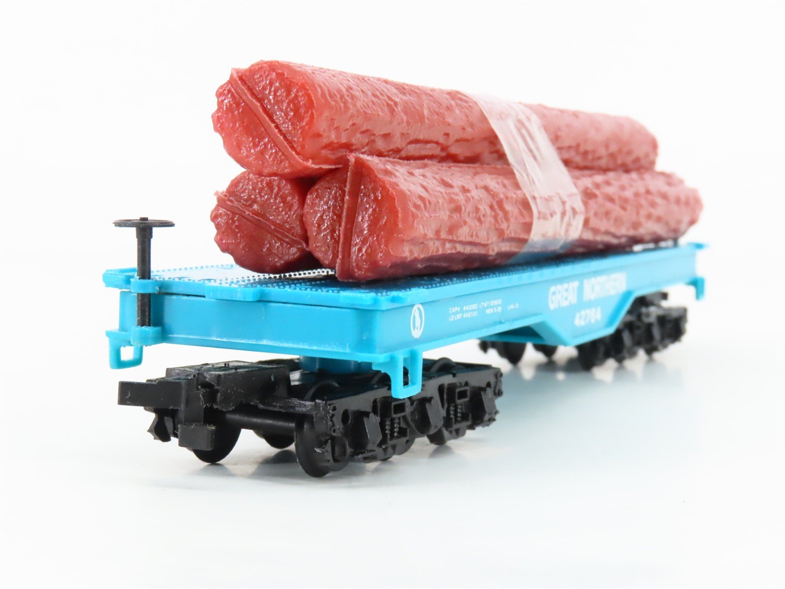 HO Scale Bachmann GN Great Northern Railway Flat Car #42764 w/ Log Load