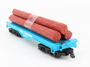 HO Scale Bachmann GN Great Northern Railway Flat Car #42764 w/ Log Load