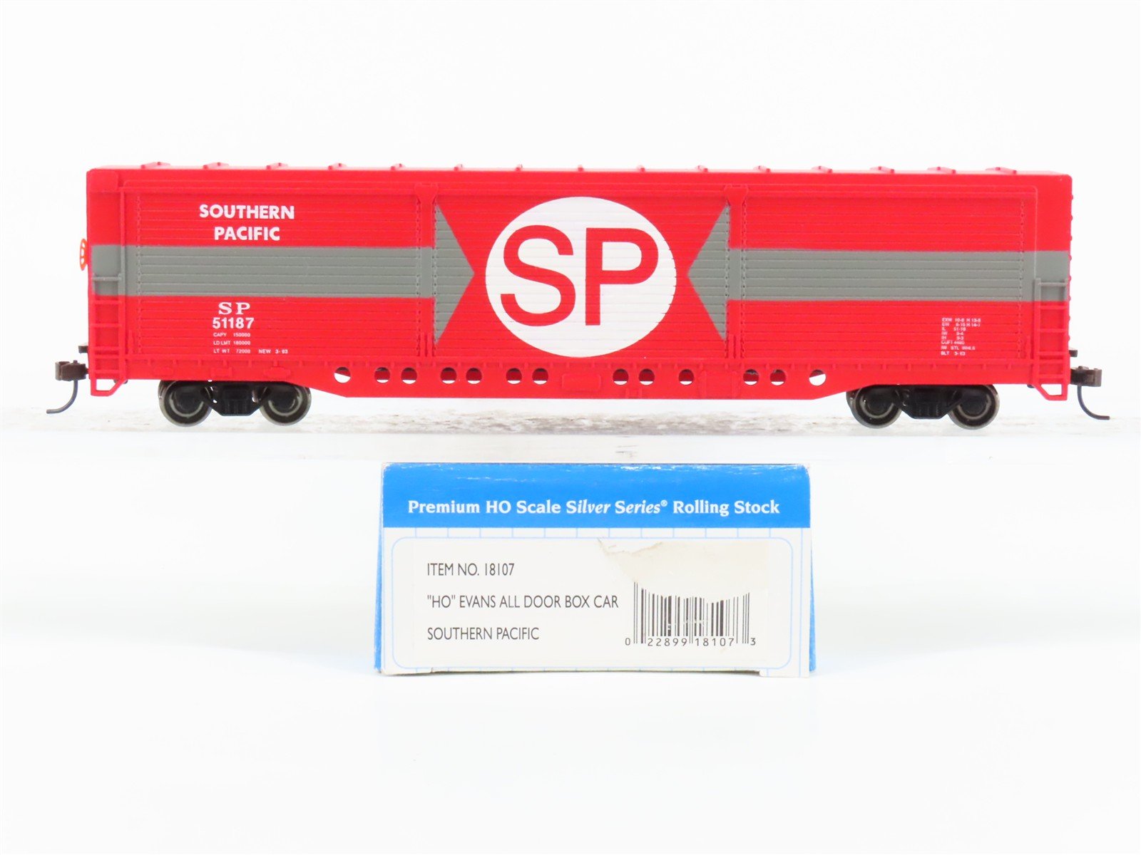 HO Bachmann Silver Series 18107 SP Southern Pacific Railroad Box Car #51187