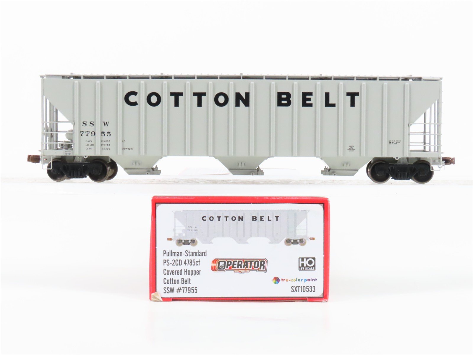 HO Scaletrains Operator SXT10533 SSW Cotton Belt 3-Bay Covered Hopper #77955