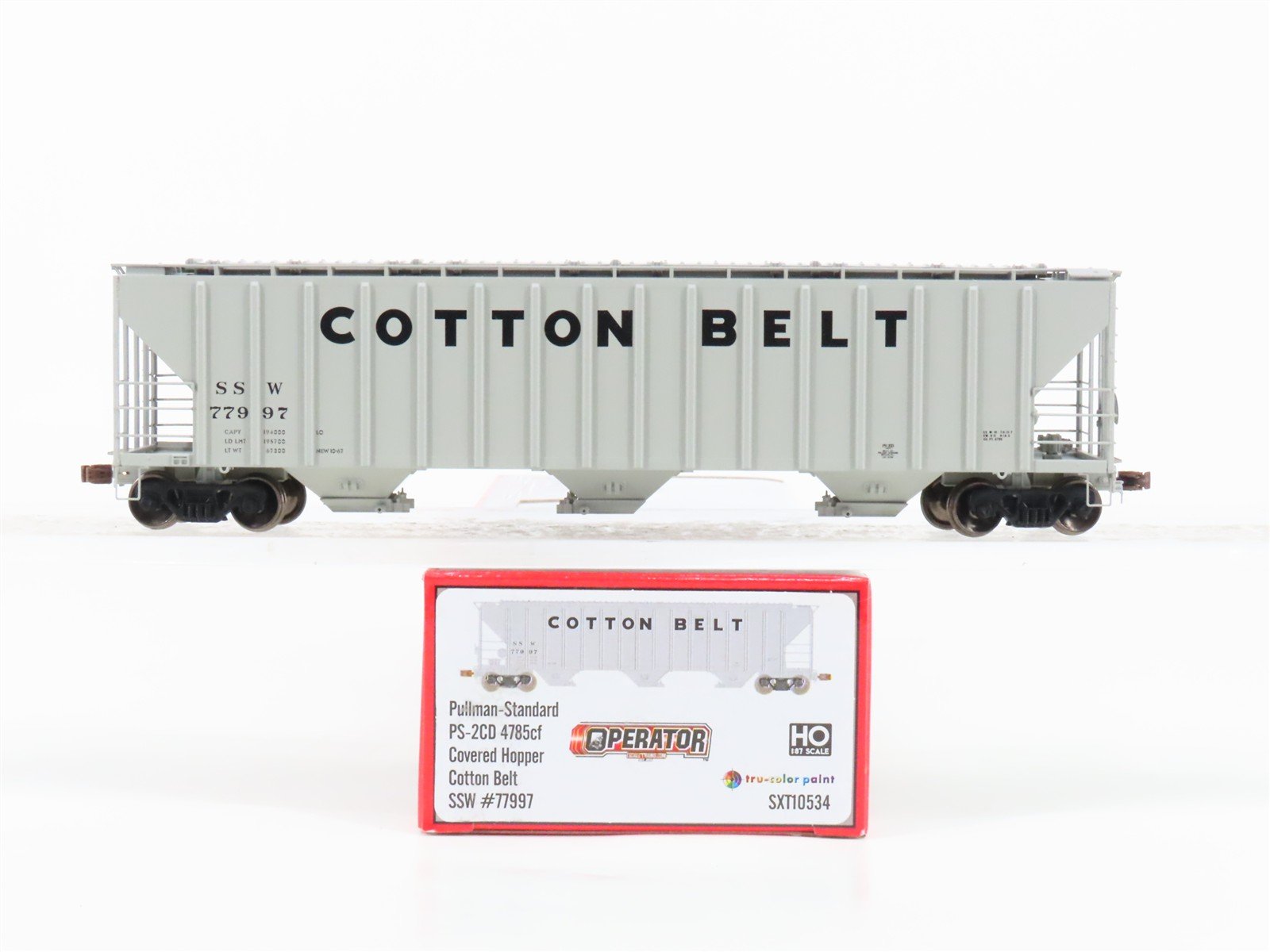 HO Scaletrains Operator SXT10534 SSW Cotton Belt 3-Bay Covered Hopper #77997
