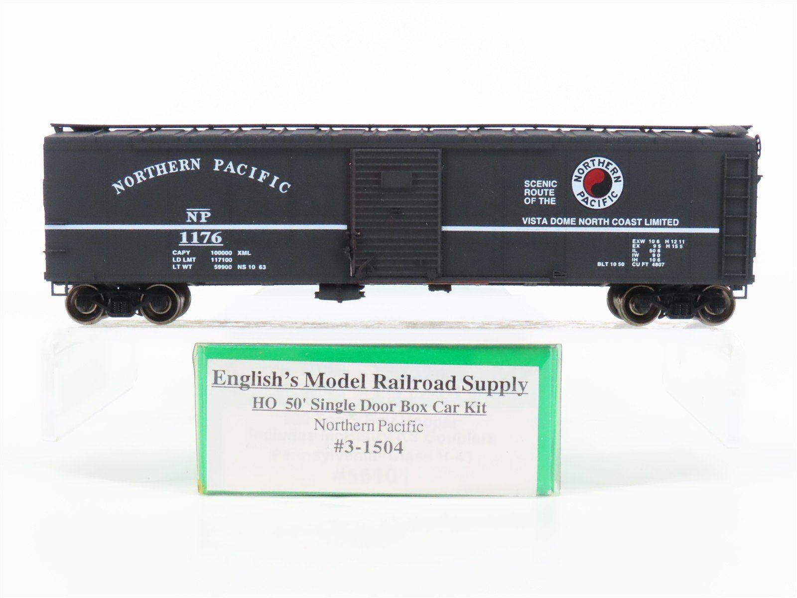 HO Scale Bowser English's 3-1504 NP Northern Pacific 50' Box Car #1176 -Upgraded