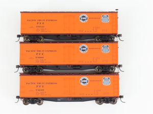 HO Scale Accurail 3353 PFE Pacific Fruit Express 40' Wood Reefer 3-Pack Upgraded