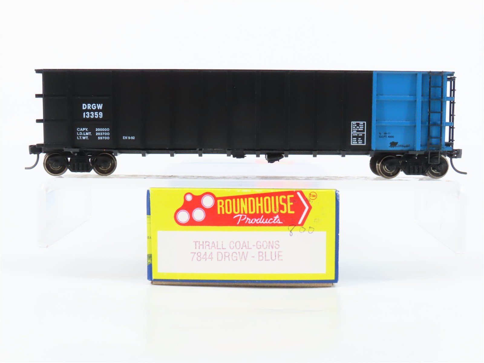 HO Scale Roundhouse 7844 DRGW Rio Grande Thrall Coal Gondola #13359 - Upgraded