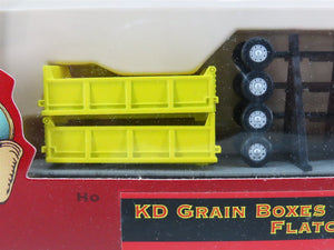 HO Scale Ertl 4085 KD Grain Boxes With Running Gear Flat Car Load - Sealed