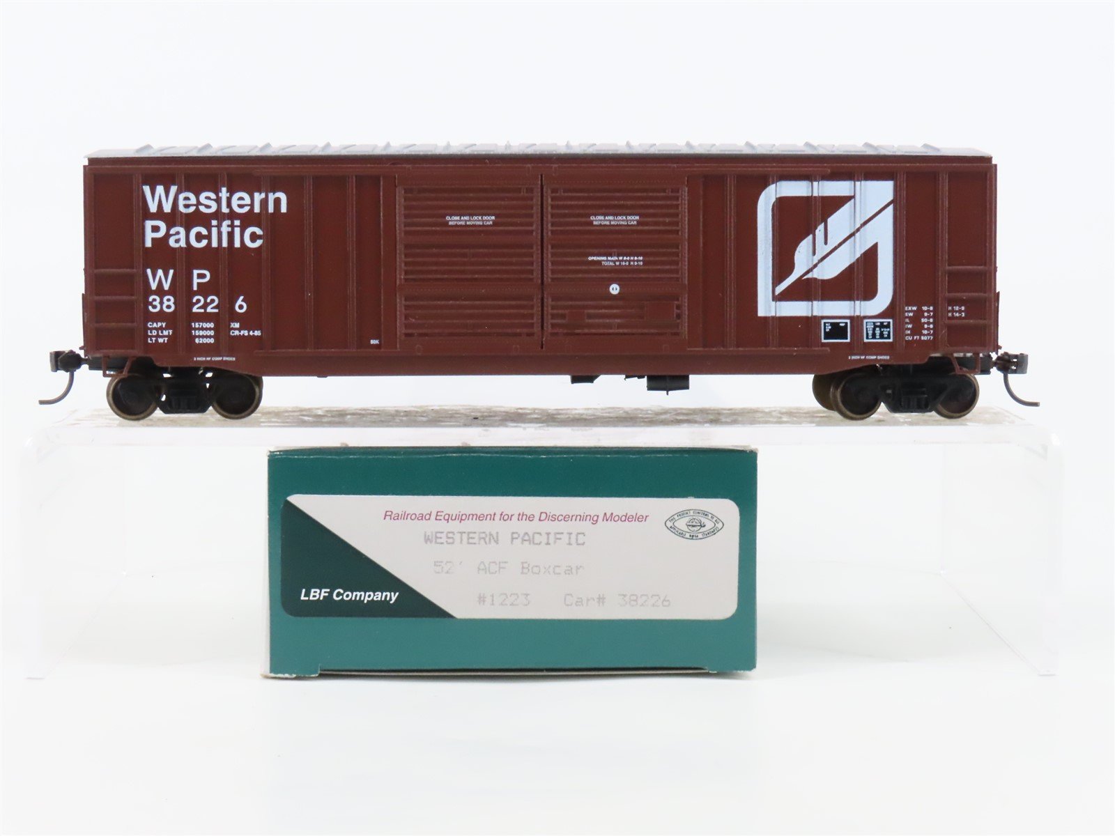 HO Scale LBF 1223 WP Western Pacific Feather 52' Double Door Box Car #38226