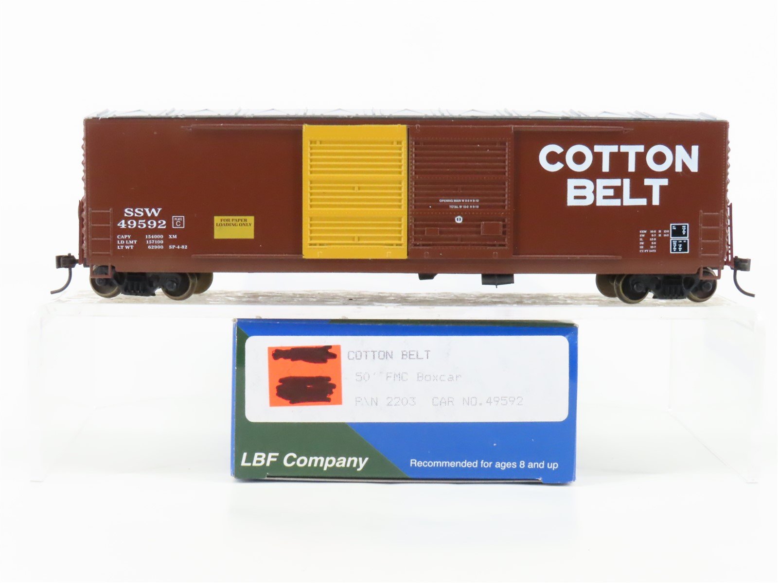 HO Scale LBF 2203 SSW Cotton Belt Railroad 50' Double Door Box Car #49592