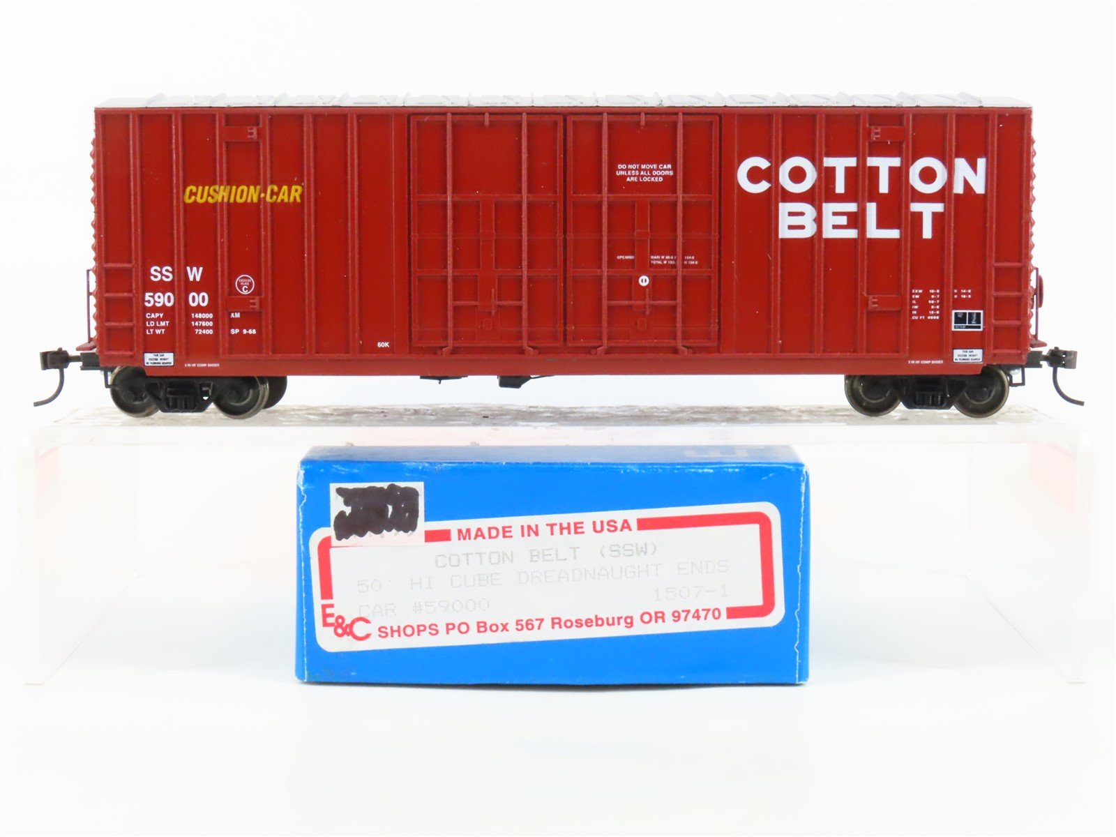 HO Scale E&C Shops 1507-1 SSW Cotton Belt Route 50' Hi Cube Box Car #59000