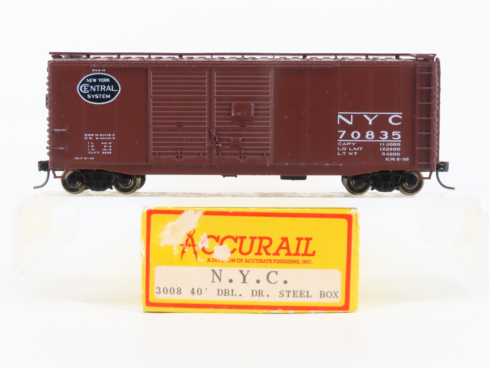 HO Accurail 3008 NYC New York Central 40' Double Door Box Car #70835 - Upgraded