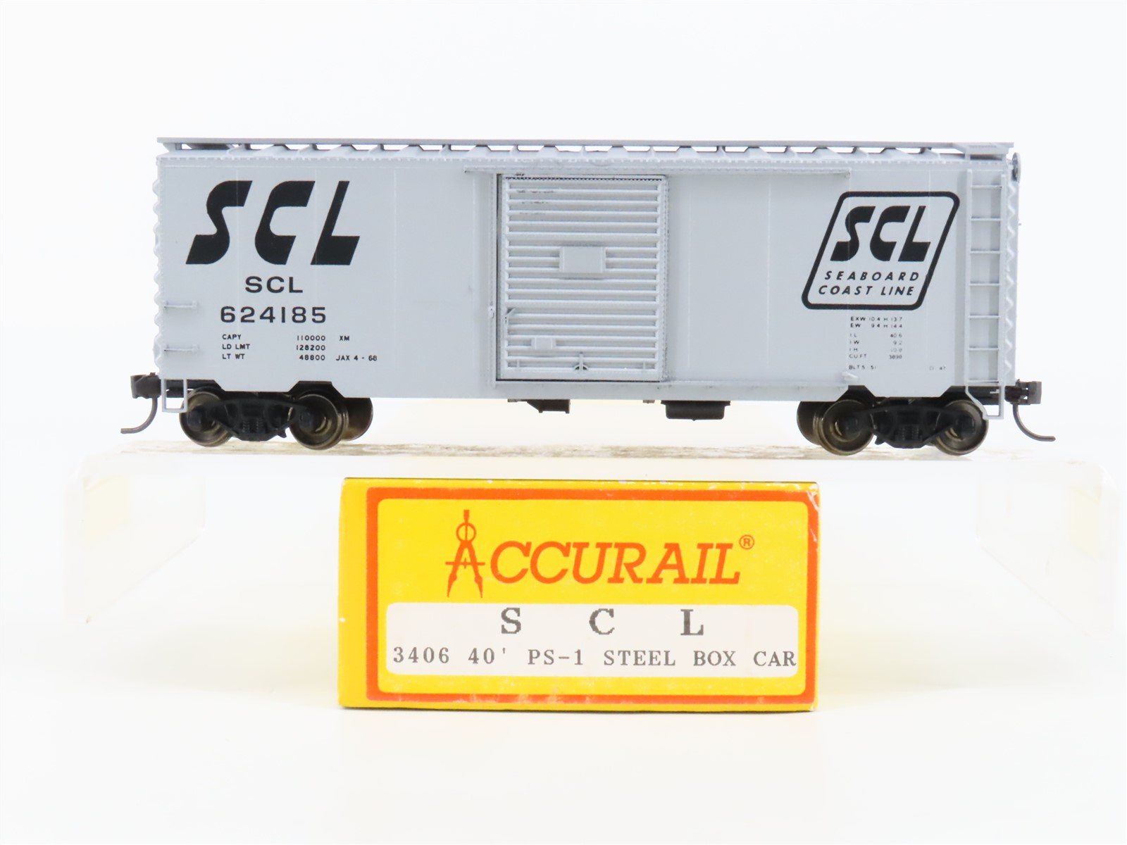 HO Accurail 3406 SCL Seaboard Coast Line 40' PS-1 Steel Box Car #624185 Upgraded
